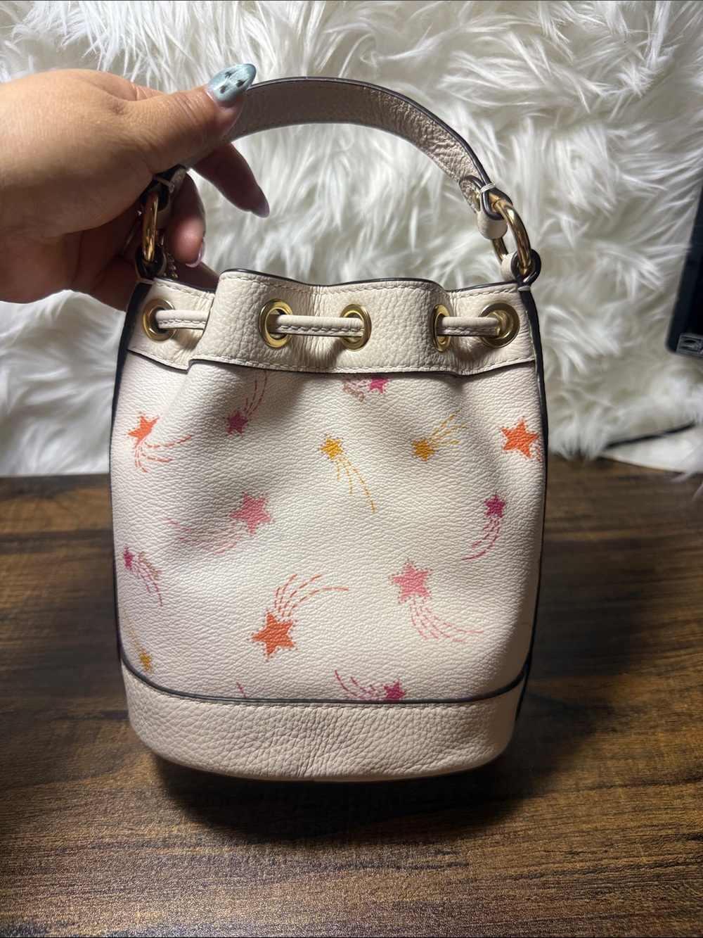 Coach Cream Mini Bucket Bag with Star Accent - Picture 3 of 10